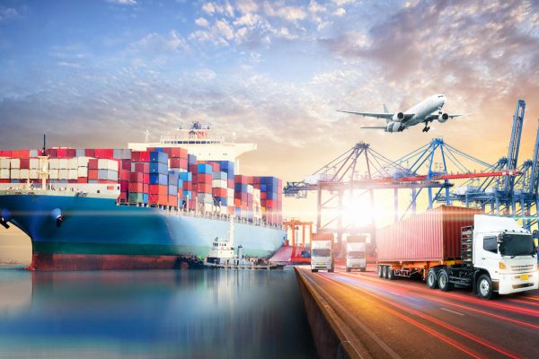Global business logistics import export background and container cargo freight ship transport concept